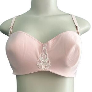 Pink Adjustable Strap Strapless Underwire Molded Cup Bra Size 38D